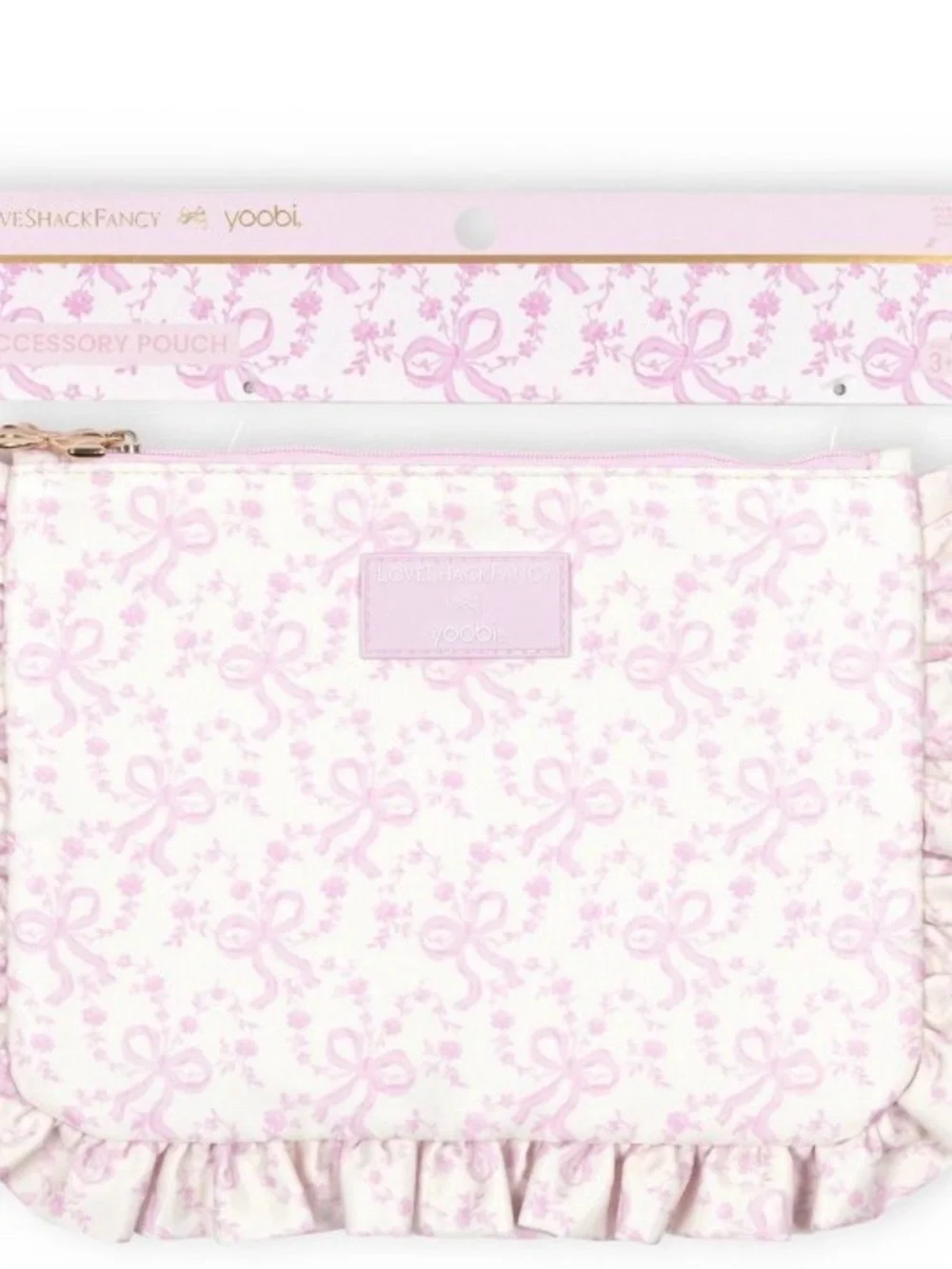 LoveShackFancy x Target - Yoobi Coquette Bow Flat Zip Pencil Case with Ruffles